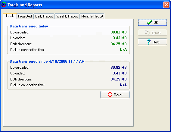 Totals and Reports - DU Meter