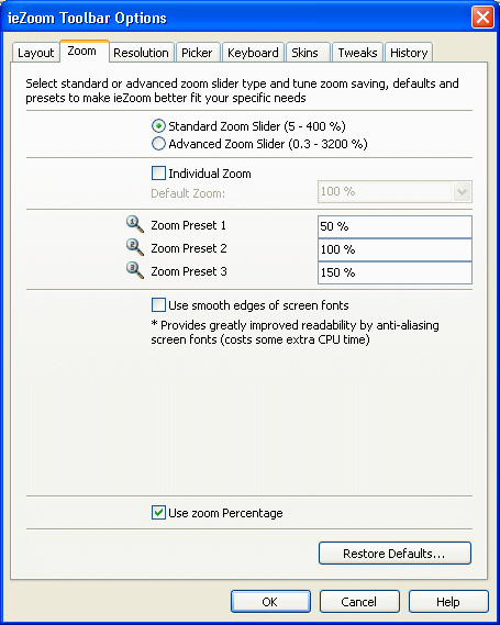 Zoom Options