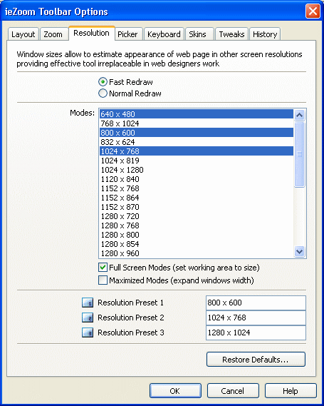 Resolution Options