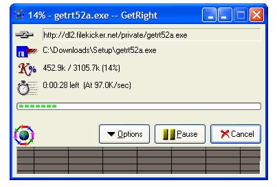 screenshot of GetRight - Downloading