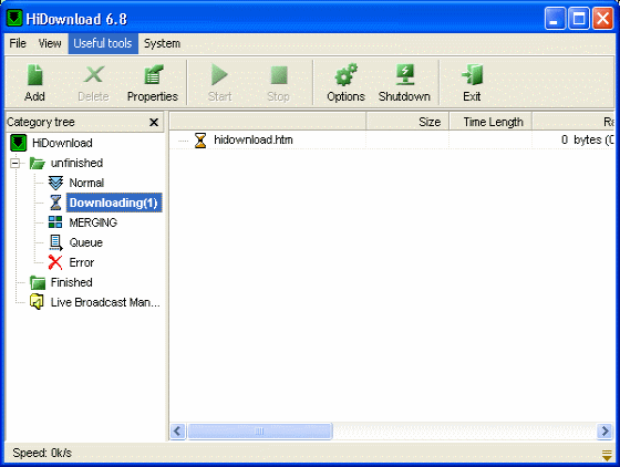 HiDownload - Main interface