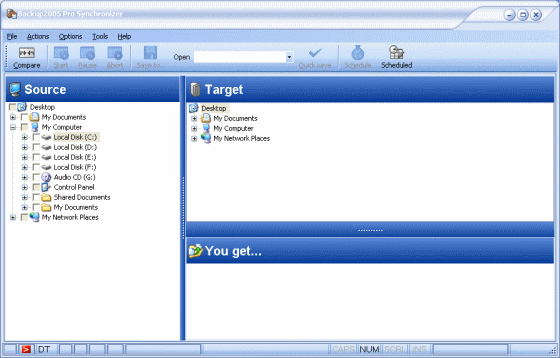 built-in Backup2005 Pro Synchronizer