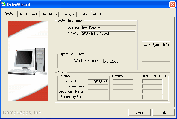 System Page - CompuApps DriveWizard