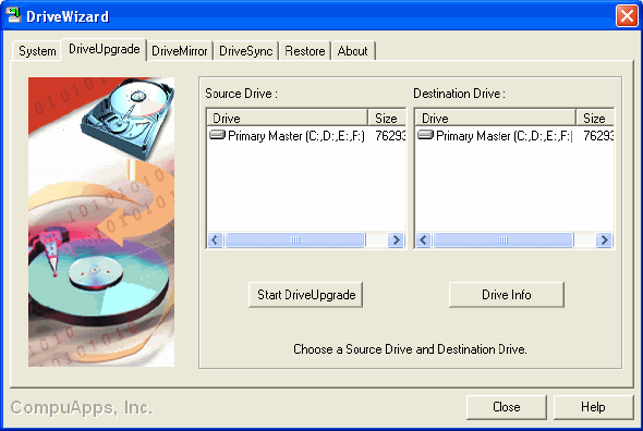 DriveUpgrade Page - CompuApps DriveWizard