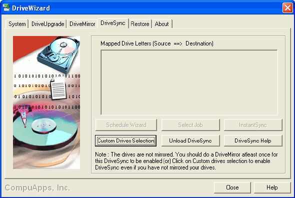DriveSync Page - CompuApps DriveWizard