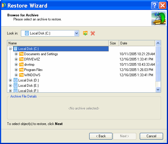 Restore - Paragon Drive Backup Server Edition