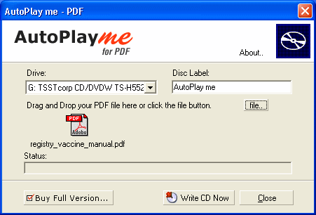 Write PDF files to CD - AutoPlay me for PDF