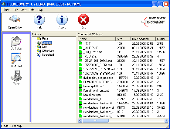 Select your deleted files/directories