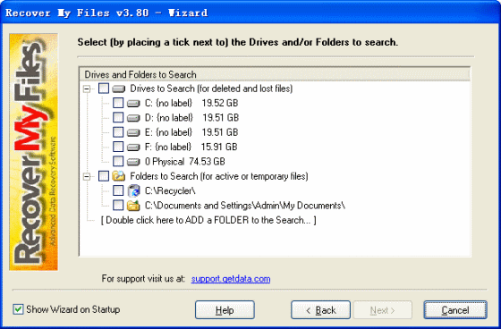 Select Drive/Folder to Search - Recover My Files