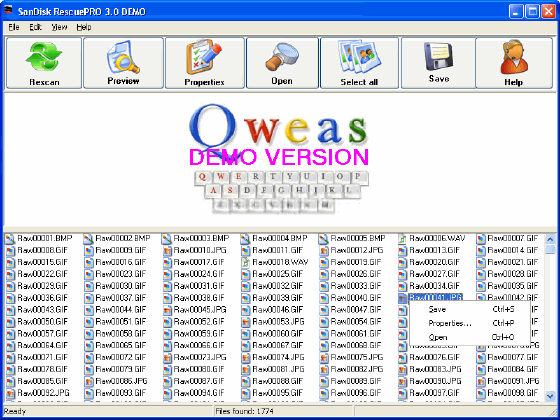 The list of recovered files