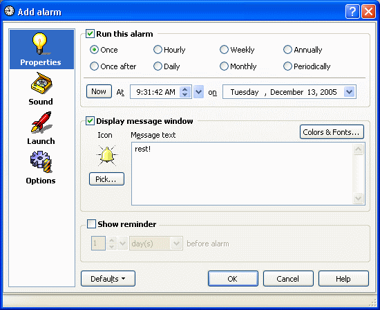 Screenshot - Add alarm