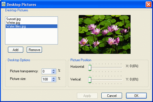 Pictures added to the desktop wallpaper