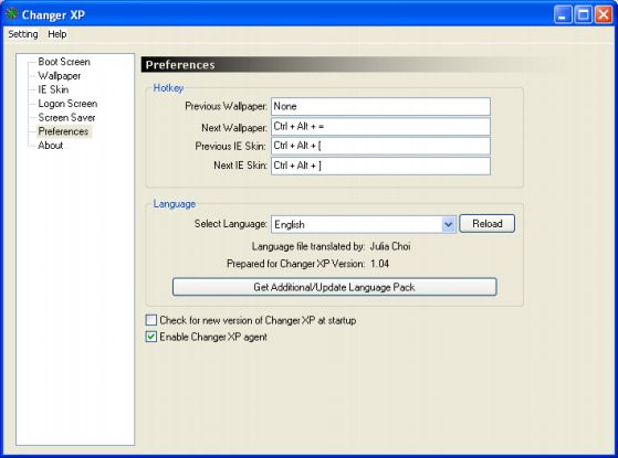 Preferences setting