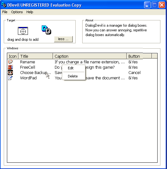 Screenshot of DialogDevil - Main information