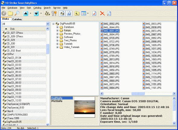 Main window - 10-Strike SearchMyDiscs