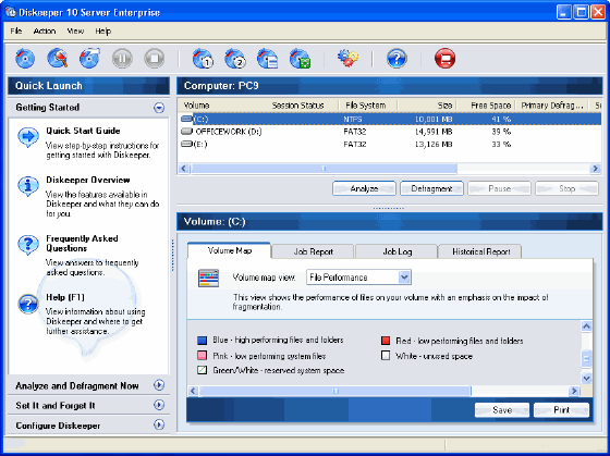 The Screenshot of Diskeeper Server Enterprise