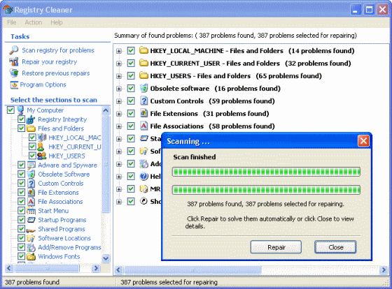 Screenshot for scanning window