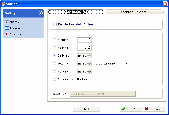 Registry Washer schedule