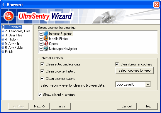 The first page seen in the UltraSentry Wizard