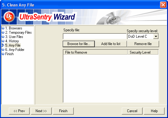 Clean Any File window