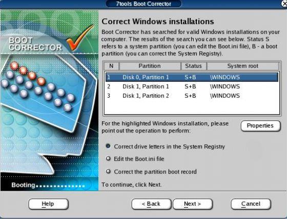 The Screenshot of 7tools Boot Corrector