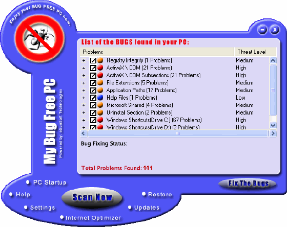 List of the bugs found in your PC