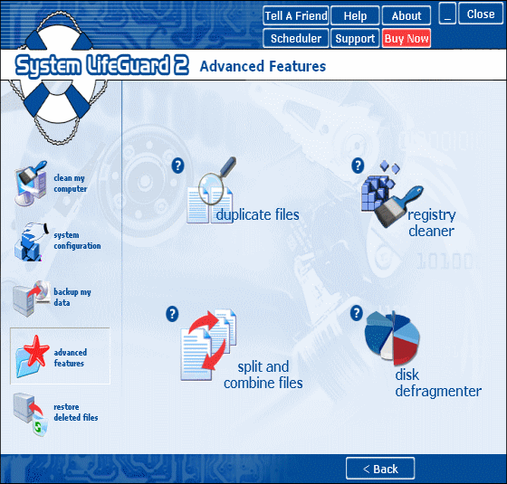 Advanced features window