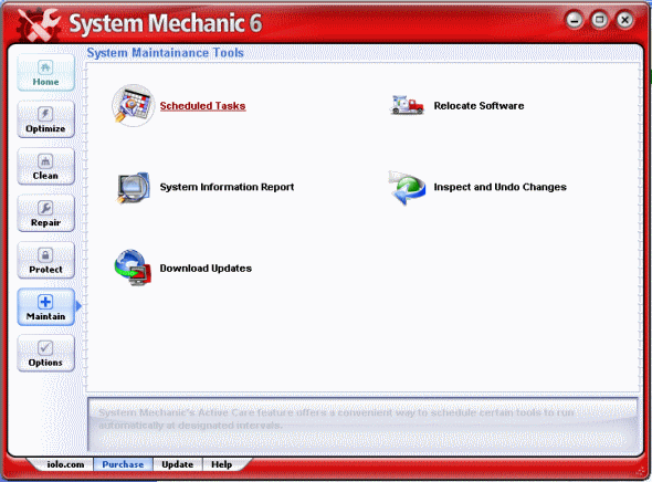 System Maintainance tools window