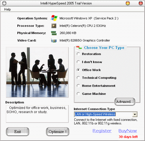 The Screenshot of Intelli HyperSpeed 2005