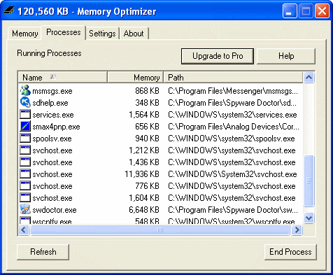 The Screenshot of Memory Optimizer