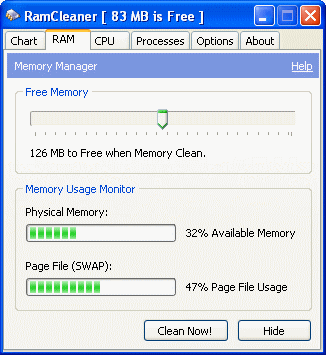 The Screenshot of RamCleaner