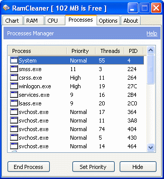 The Screenshot of RamCleaner