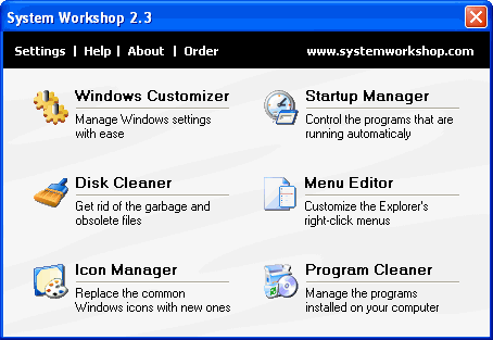 Main window - System Workshop