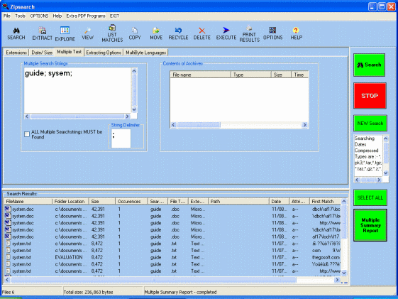 multiple strings search