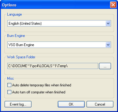 Options dialog box