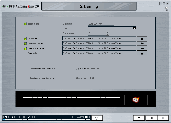 Burning stage - DVD Authoring Studio 2.0