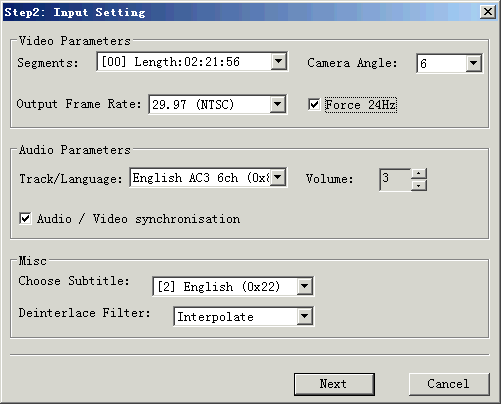 DVD to AVI XviD DivX ripper input setting