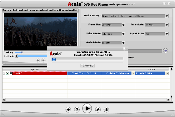 Effect Settings - Acala DVD iPod Ripper