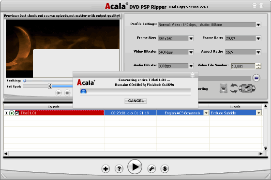 Effect Settings - Acala DVD PSP Ripper