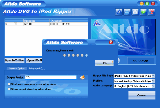Altdo DVD to iPod Ripper