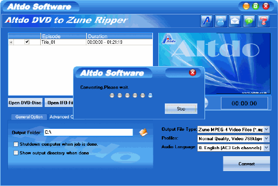 Altdo DVD to Zune Ripper