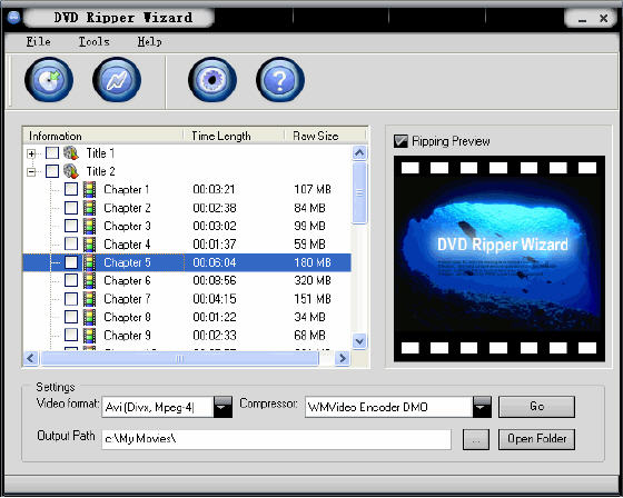 Main window of DVD Ripper Wizard