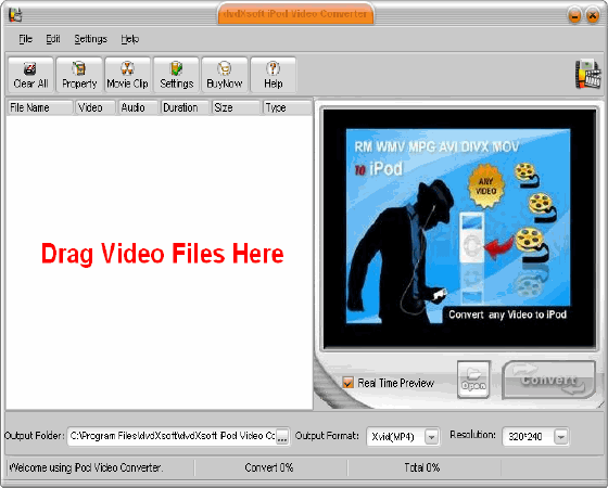 Screenshots of dvdXsoft iPod Video Converter 