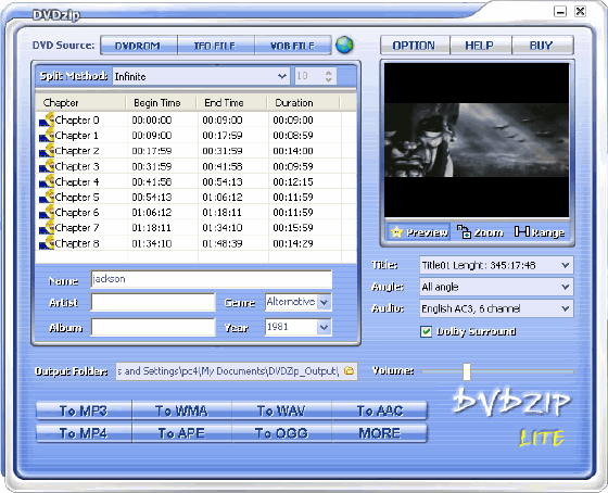 rip DVD from DVD-ROM with DVDZip Lite