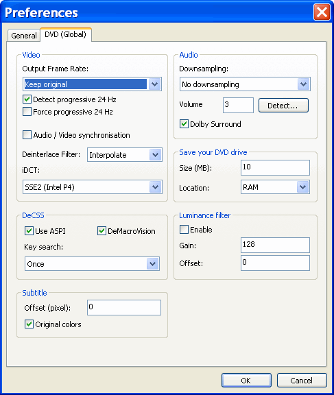 Preferences - ImTOO DVD to PSP Converter