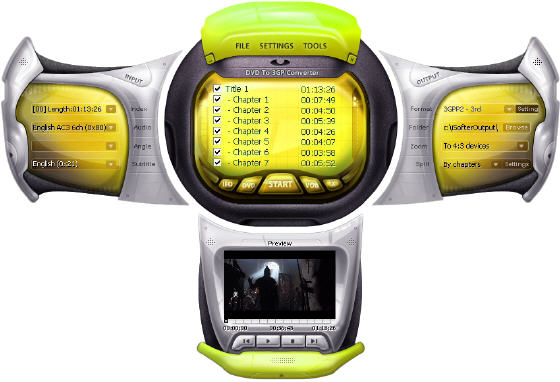 iSofter DVD to 3GP Converter - Main window