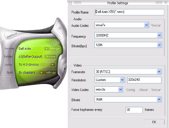 iSofter DVD to MP4 Converter  - Output settings