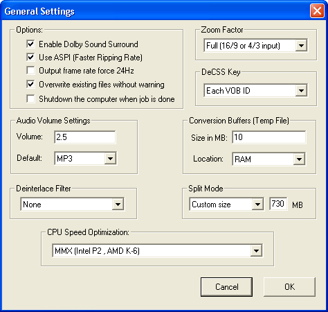 General settings