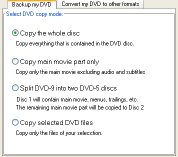 select the stye to backup your disc