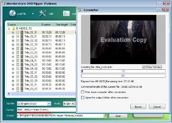 Wondershare DVD Ripper Platinum  - Convert DVD to M4V